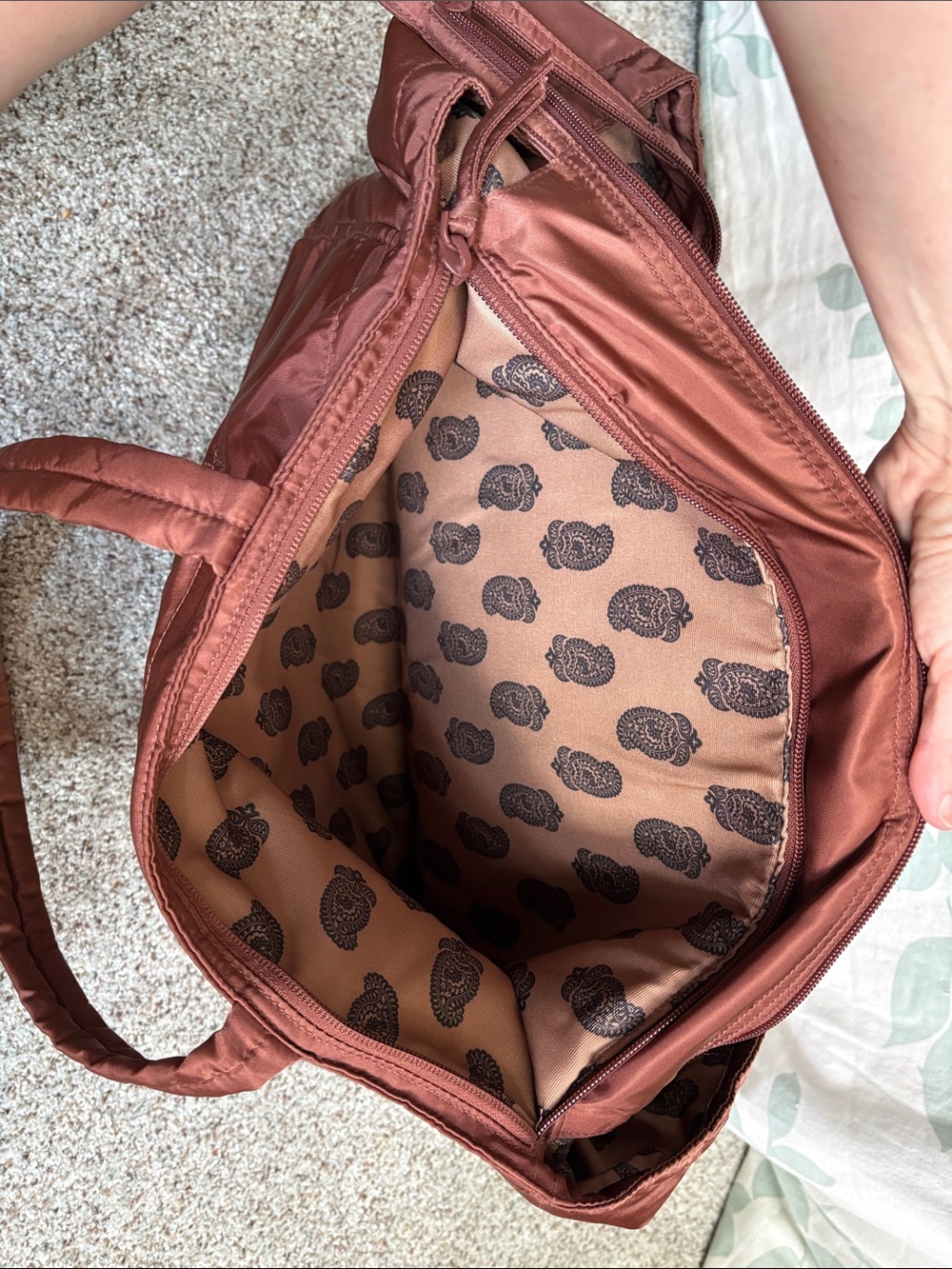 Vera Bradley Women's Nylon Knollton Travel Tote Bag Cinnamon - Picture 6 of 8